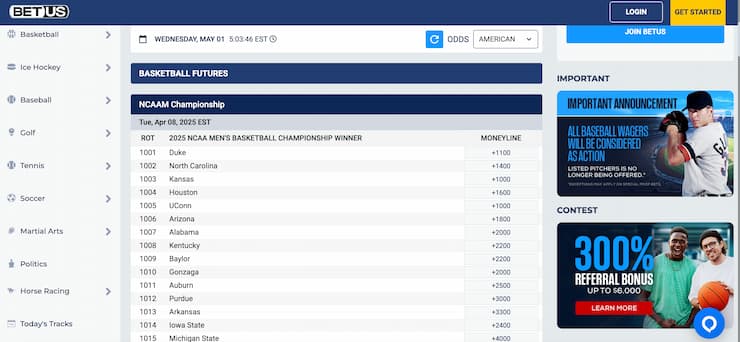 betus- march madness odds