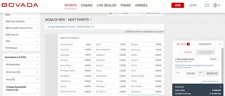 bovada - mississippi sports betting sites