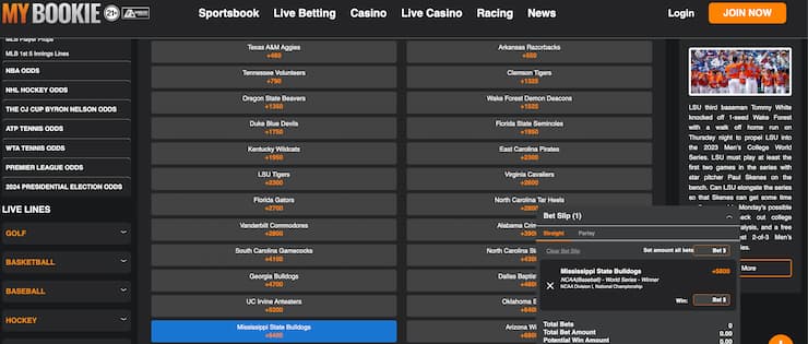 mybookie - best online sportsbooks in Mississippi