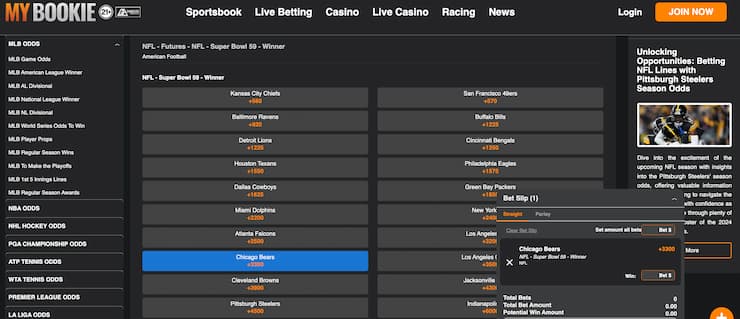mybookie - chicago bears super bowl betting odds