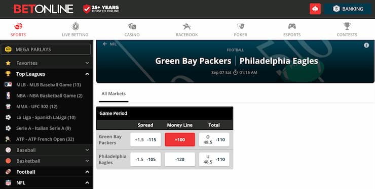 nfl moneyline odds