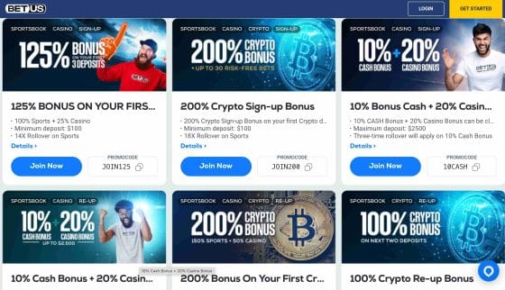 BetUS promotions