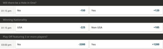 Golf props betting