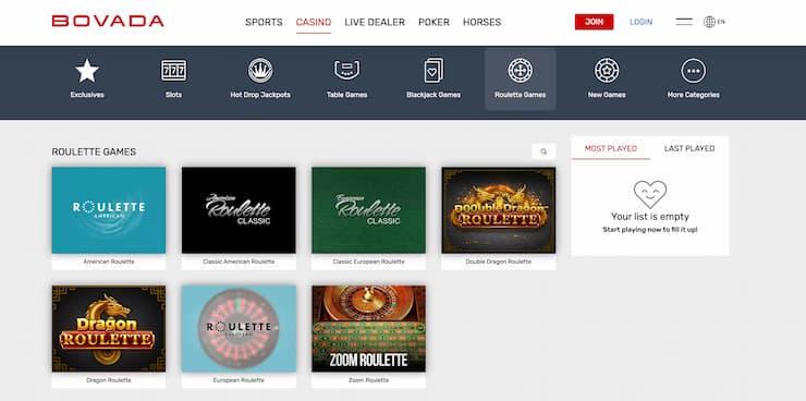bovada roulette games