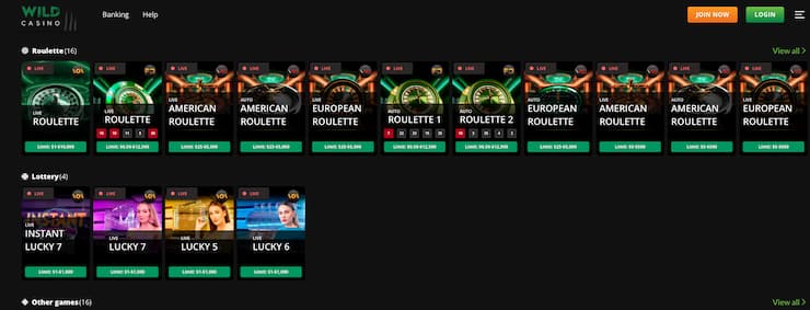 wild casino roulette variants