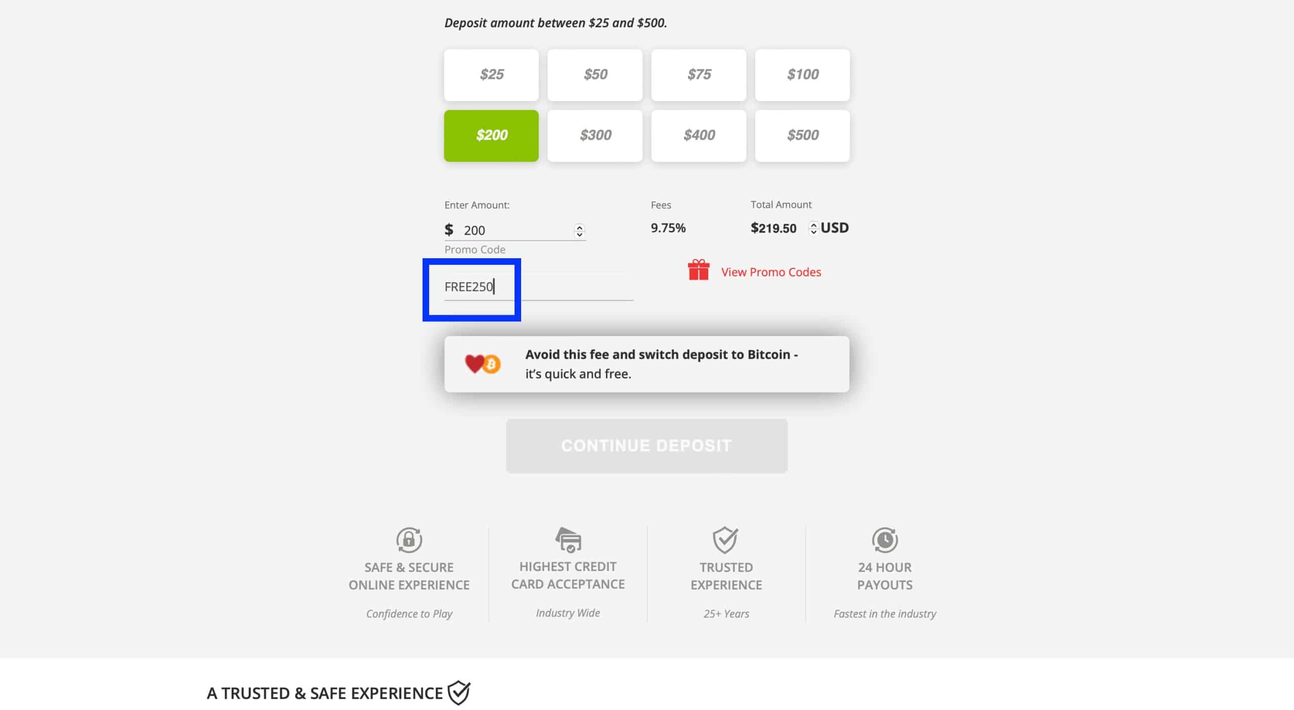 Deposit & Claim Bonus
