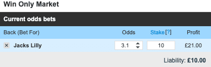 Back Betting Example Back Betting Example