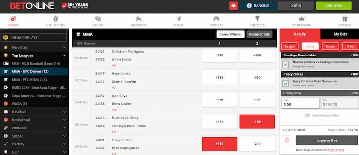 Step Three - Place Your UFC Wager
