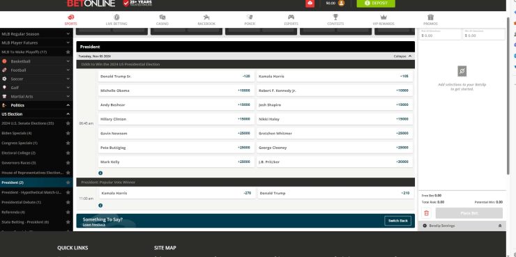 BetOnline - Politics betting