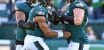 Lane Johnson, Jalen Hurts, and Jordan Maialta