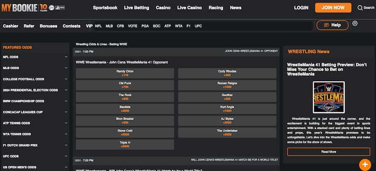 mybookie wrestlemania betting odds