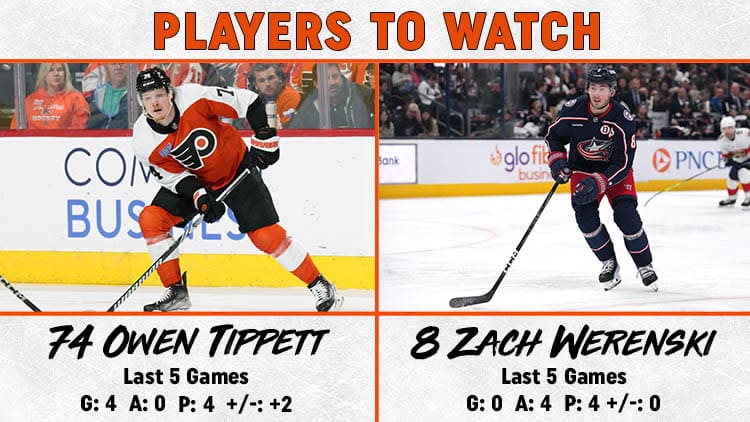 Flyers Blue Jackets Players to Watch