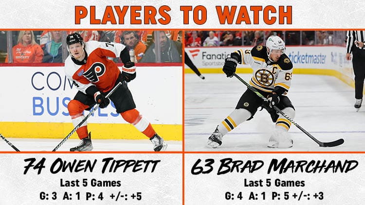 Flyers Bruins Players to Watch