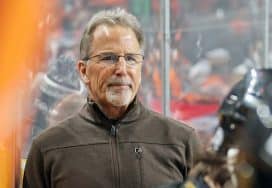 PHILADELPHIA, PENNSYLVANIA - FEBRUARY 12: Head Coach of the Philadelphia Flyers John Tortorella watches the play on the ice during the first period against the Arizona Coyotes at the Wells Fargo Center on February 12, 2024 in Philadelphia, Pennsylvania.