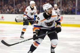 CLEVELAND, OH - DECEMBER 14: Lehigh Valley Phantoms center Zayde Wisdom (74) on the ice during the third period of the American Hockey League game between the Lehigh Valley Phantoms and Cleveland Monsters on December 14, 2024, at Rocket Mortgage FieldHouse in Cleveland, OH.