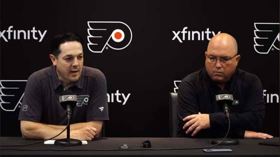 Flyers GM Danny Briere and assistant GM Brent Flahr