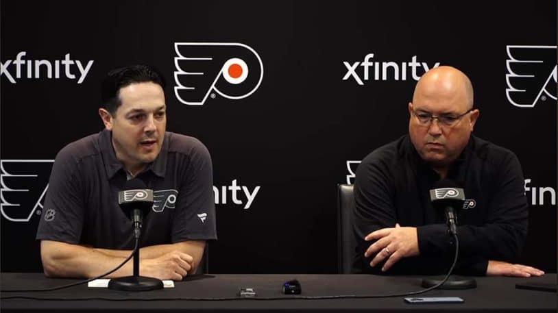 Flyers GM Danny Briere and assistant GM Brent Flahr